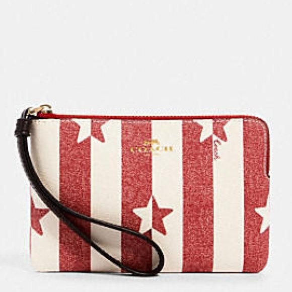 $78 *NEW* COACH Corner Zip Wristlet Stripes Star - Picture 7 of 10